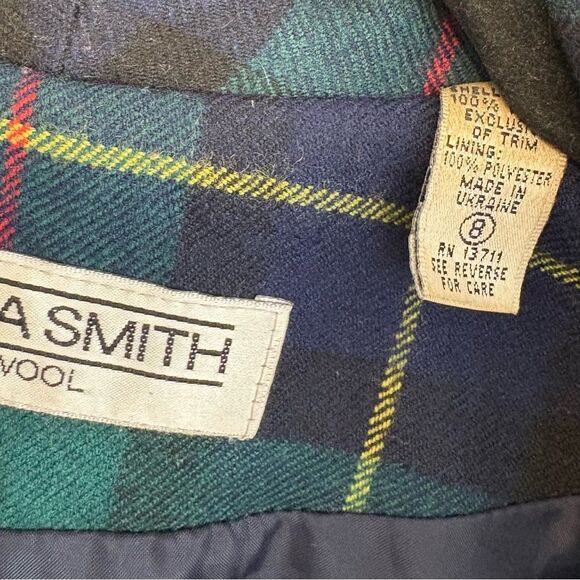 Amanda Smith Wool Green Plaid Blazer Size 8 - Picture 8 of 9